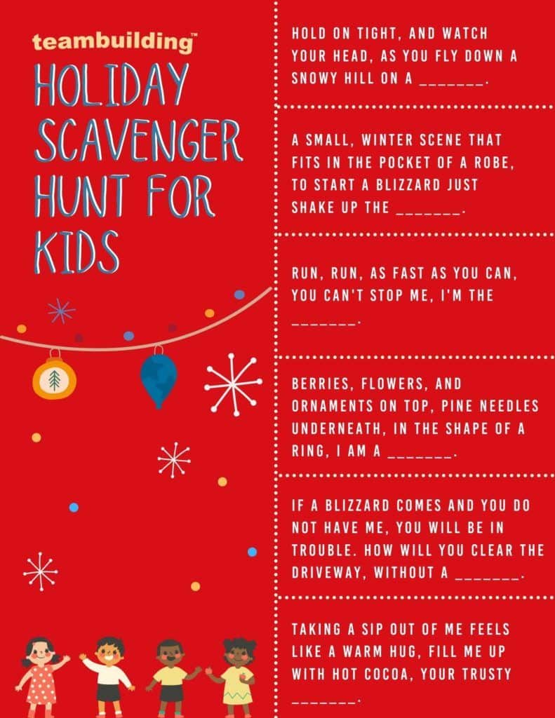 Holiday scavenger hunt for kids template