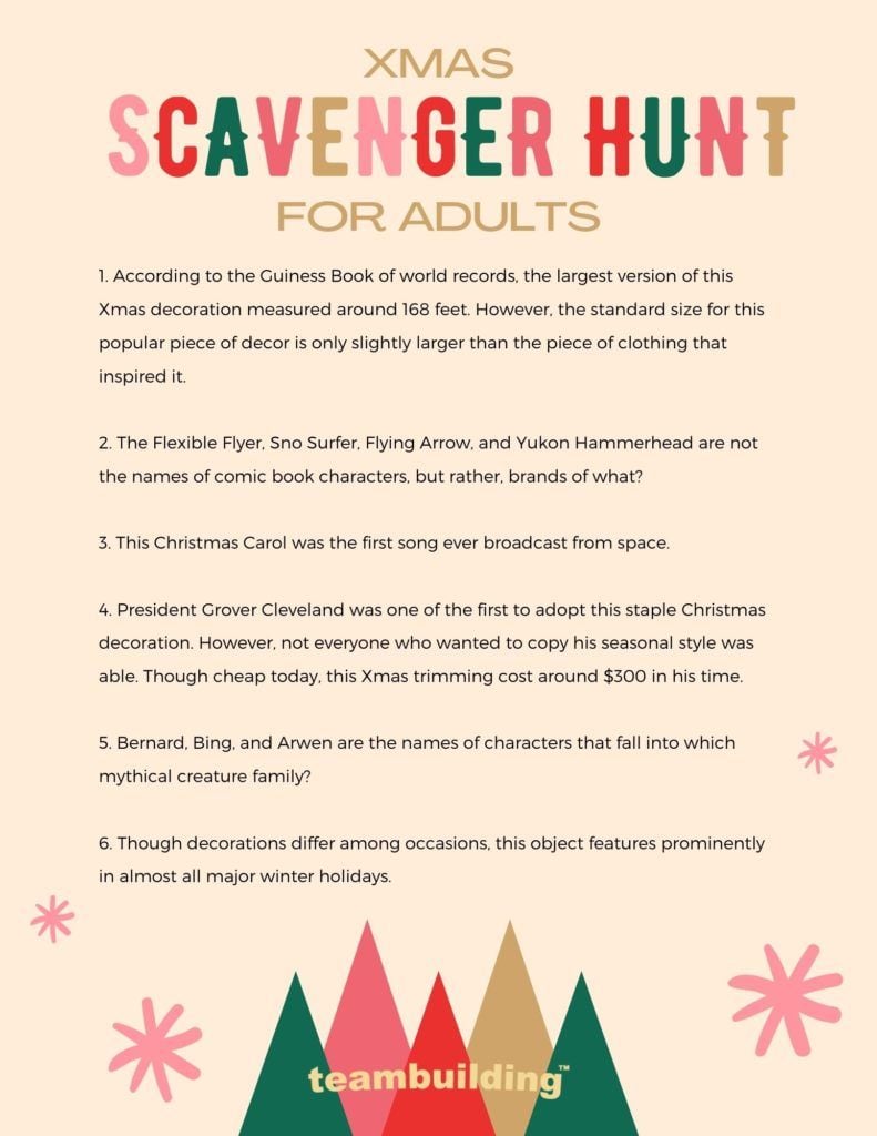 Xmas Scavenger Hunt for Adults template