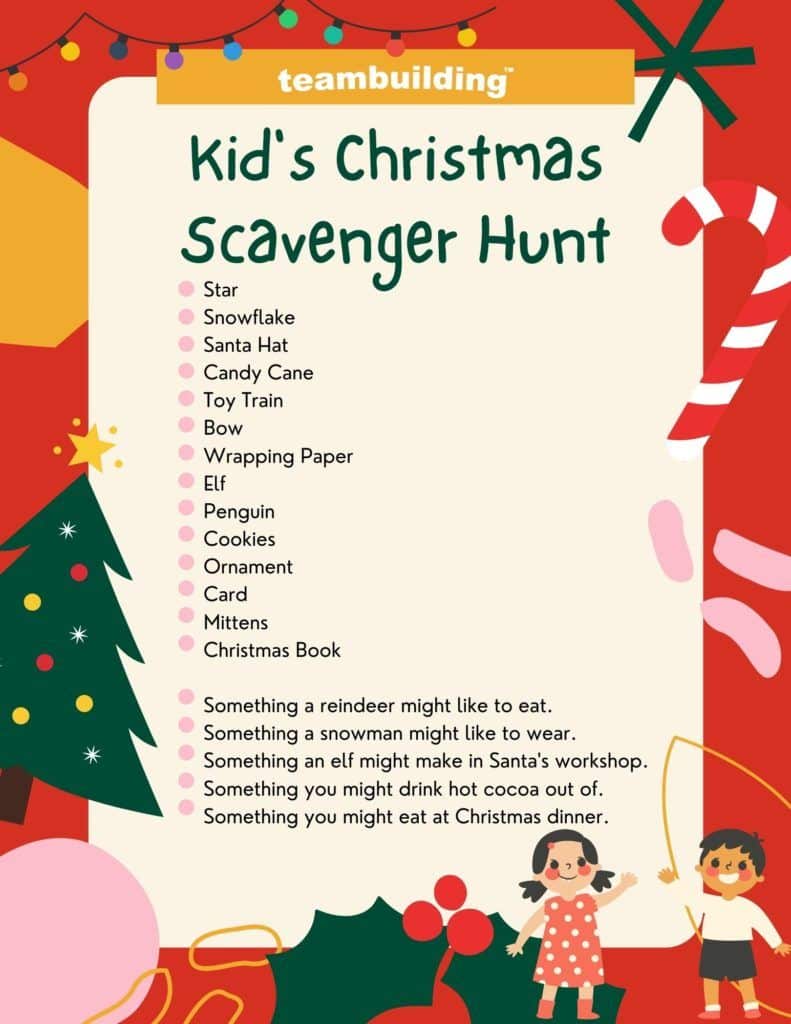 Kid's Christmas Scavenger Hunt template