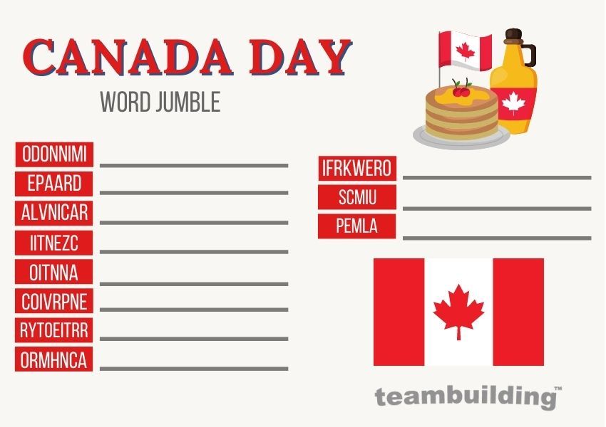 canada day word jumble