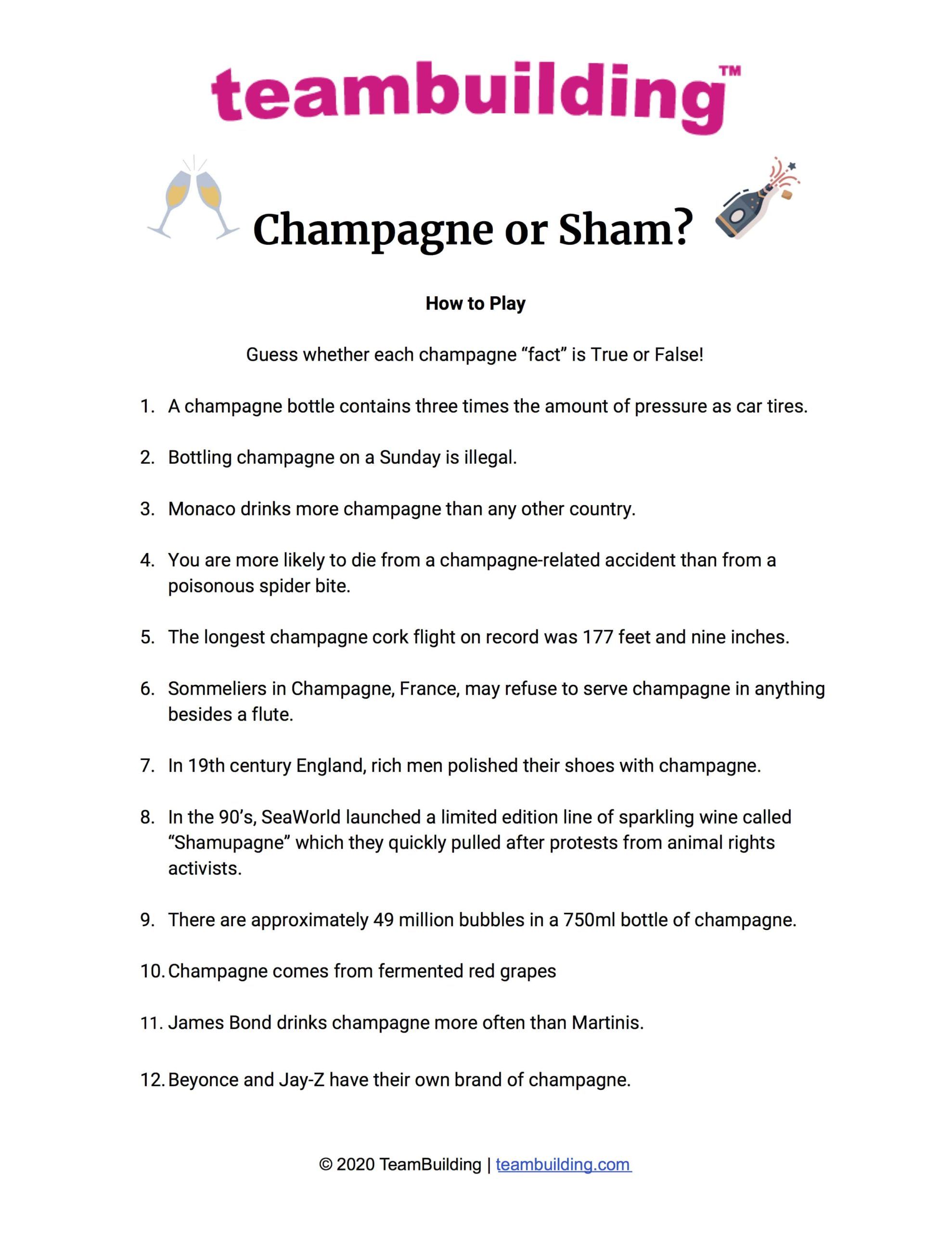 Champagne or Sham New Years game