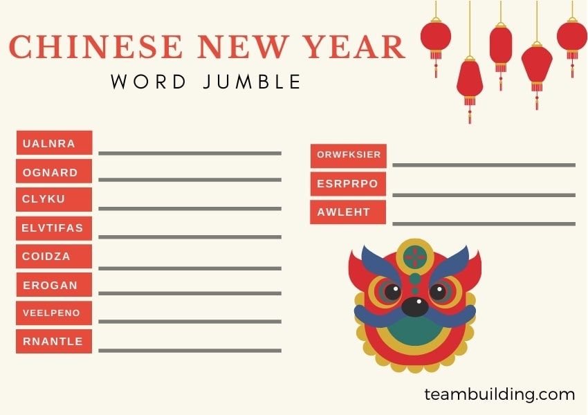 Chinese New Year word jumble game template
