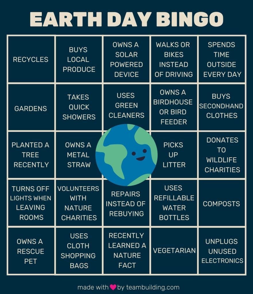 Earth Day Bingo Template