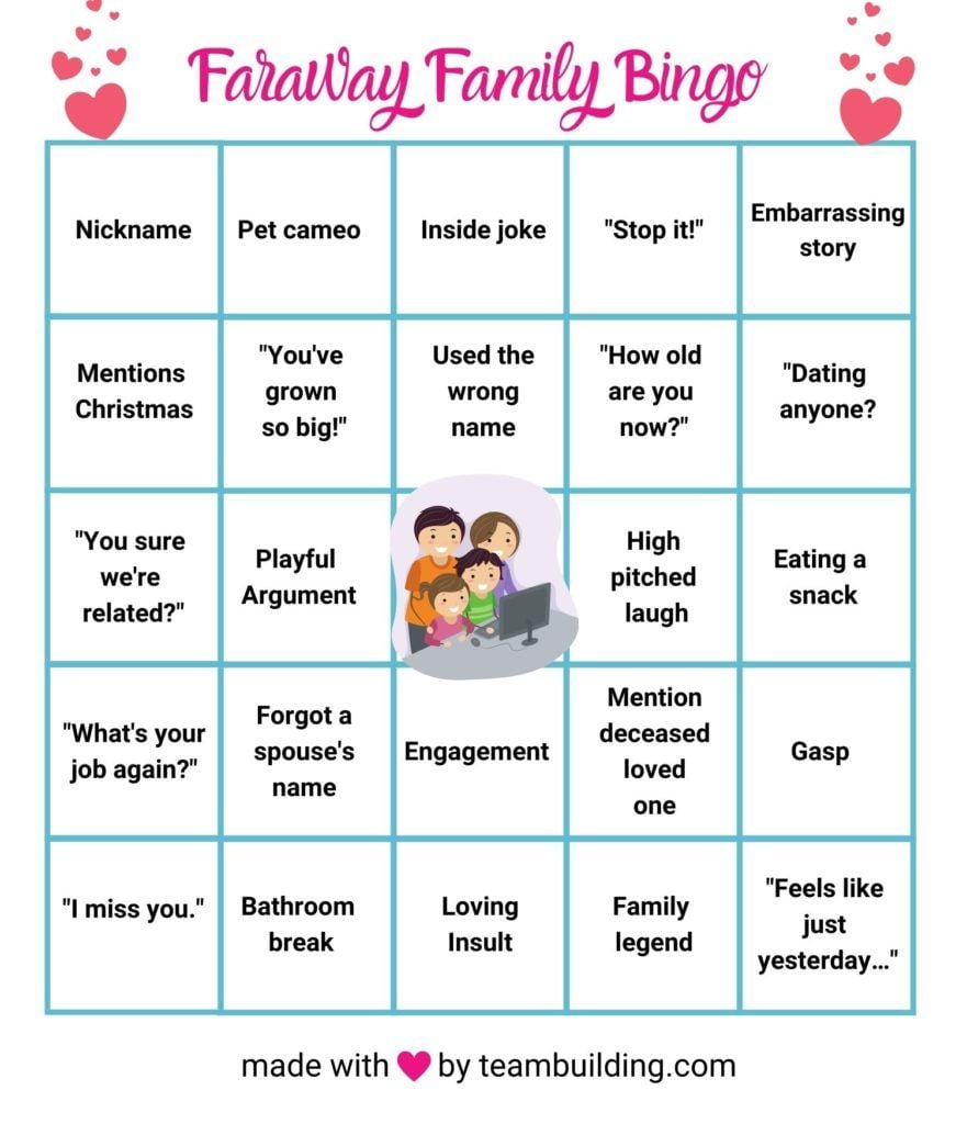 Zoom Family Bingo Board