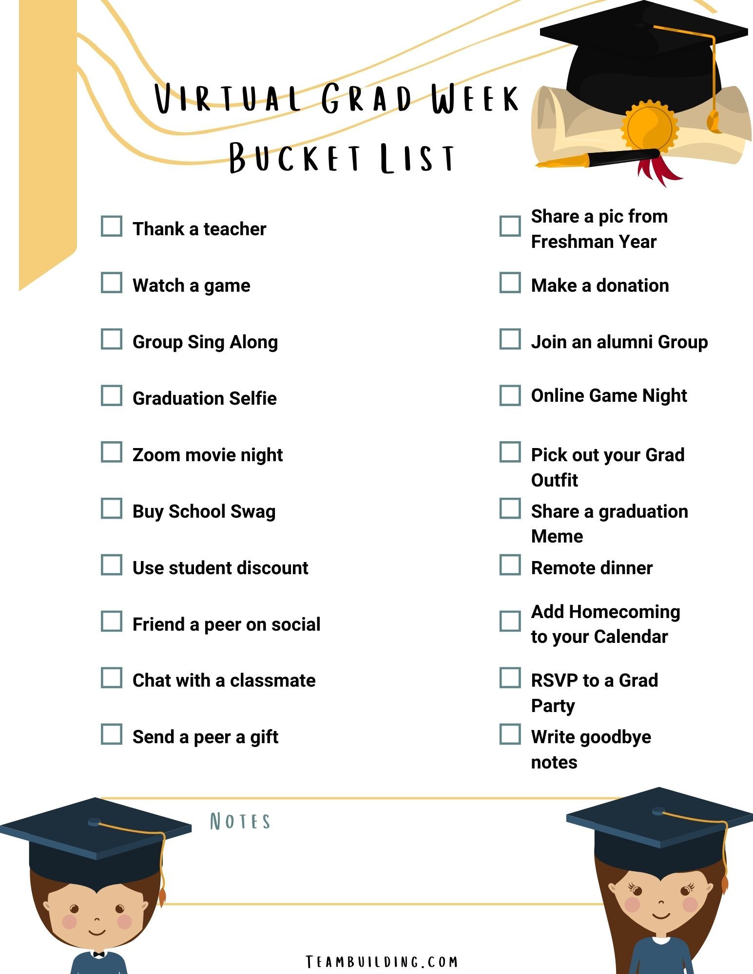 virtual graduation bucket list