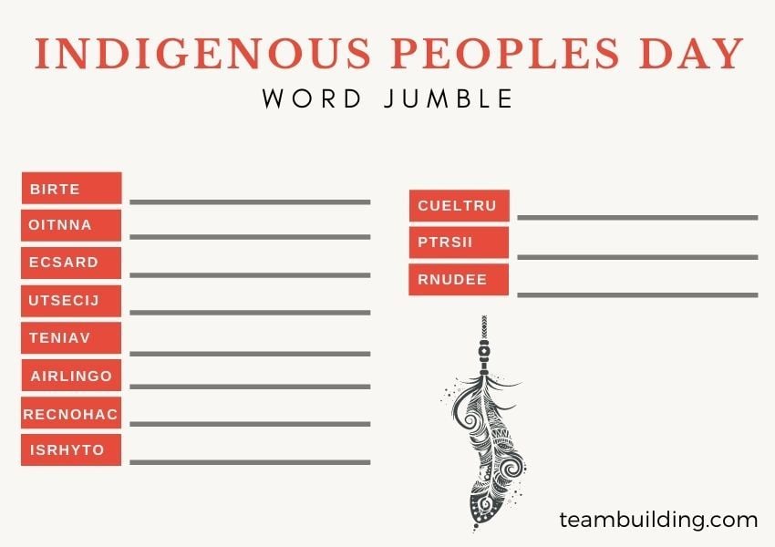 Indigenous Peoples Day Word Search template