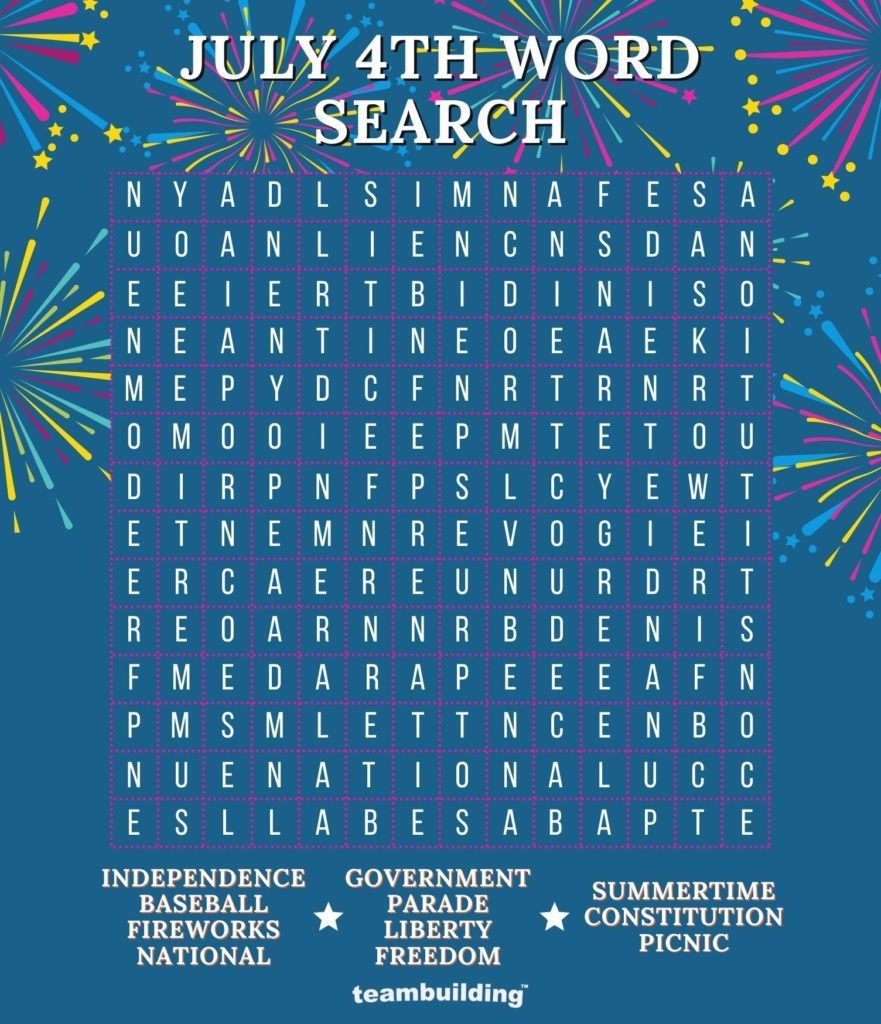online 4th of July Word Search