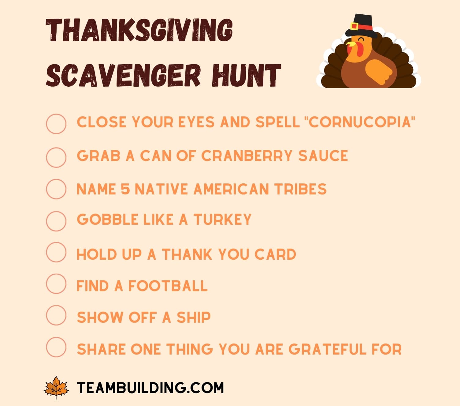 Virtual Thanksgiving scavenger hunt template