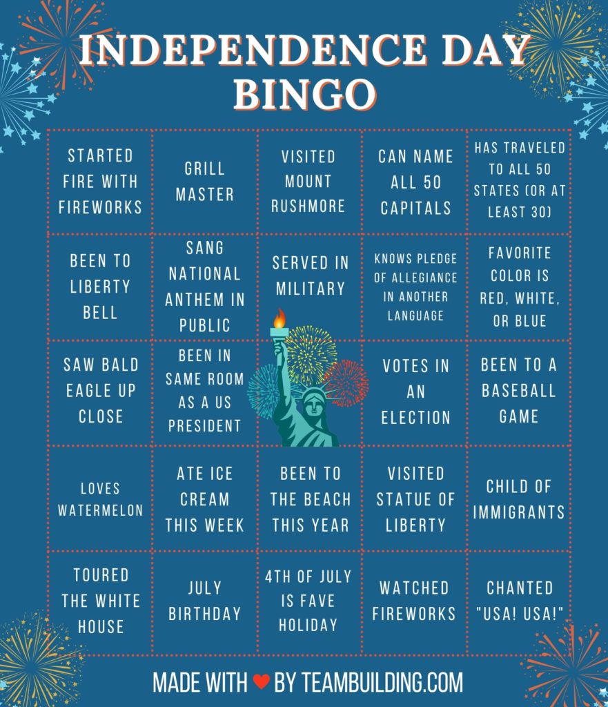 Virtual 4th of July Bingo