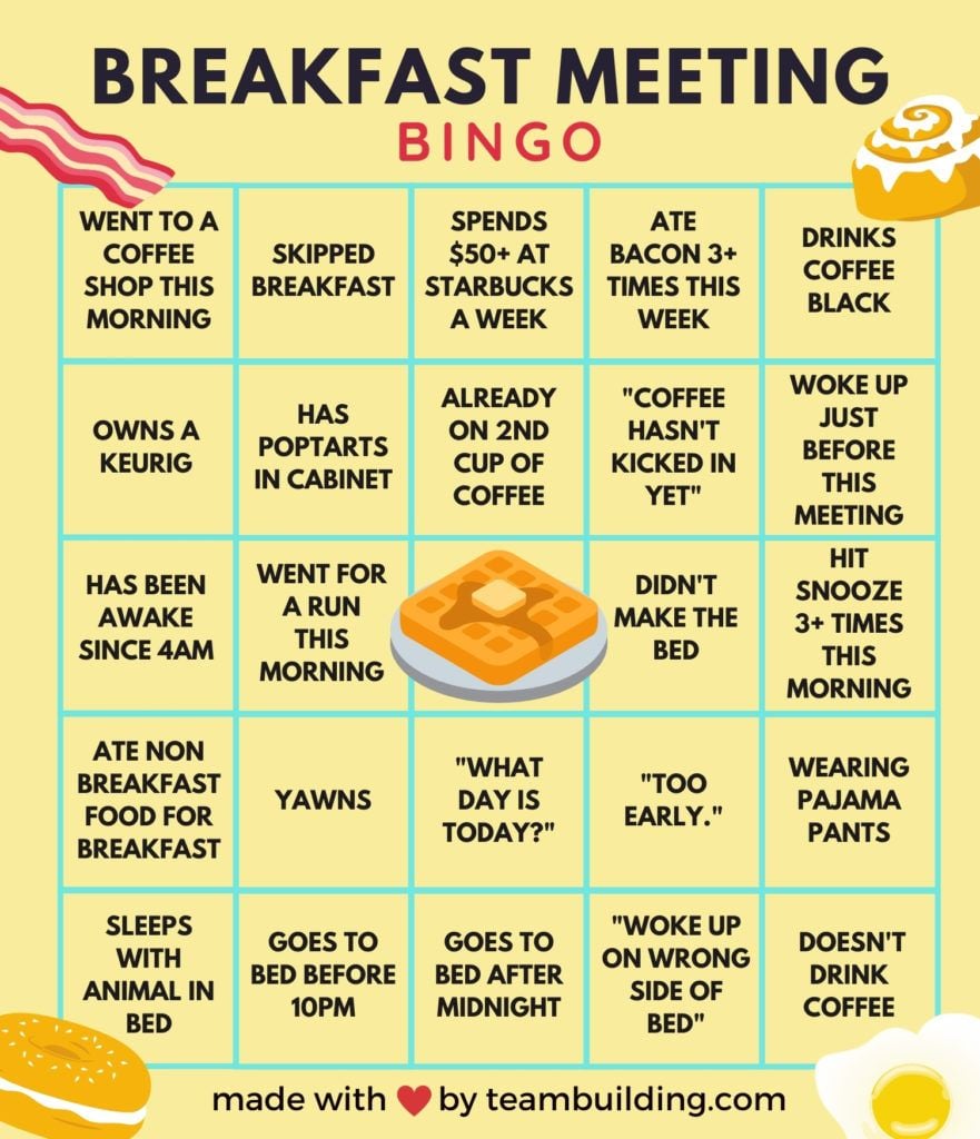 Virtual Morning Meetings Bingo