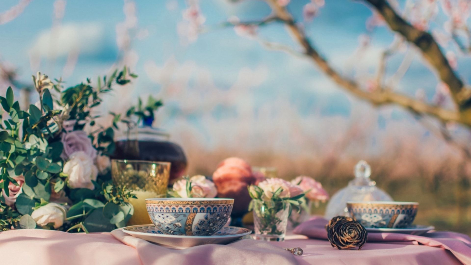 Virtual tea party Zoom background