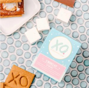 Gourmet smores kit with xo printed on graham crackers