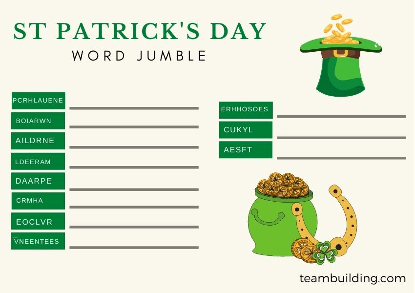 St. Patricks Day Word Jumble template
