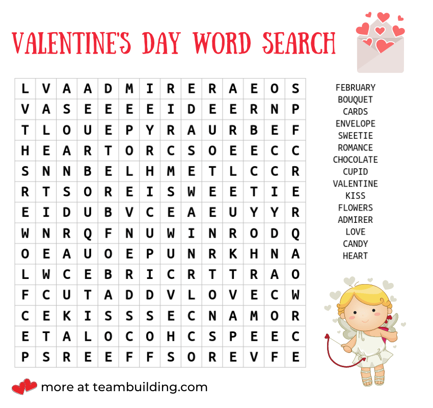 Valentine's Day word search game