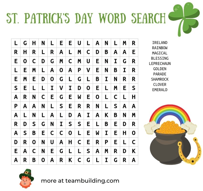 Virtual St. Patrick's Day word search